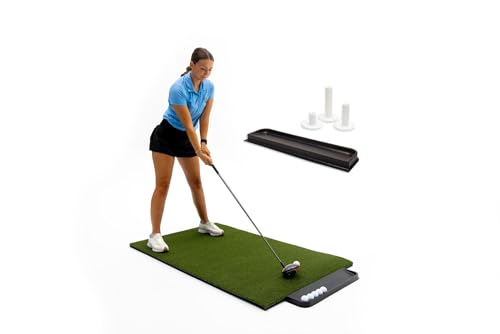 Premium Turf Indoor/Outdoor Golf Mat. Bonus Tray + 3 Tees - Advantage 4'x4 -