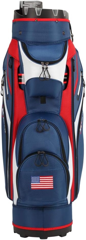 Ram Golf Premium Cart Bag with 14 Way Molded Organizer Divider Top - USA Flag -