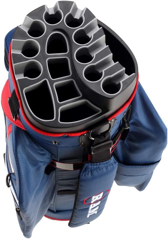 Ram Golf Premium Cart Bag with 14 Way Molded Organizer Divider Top - USA Flag -