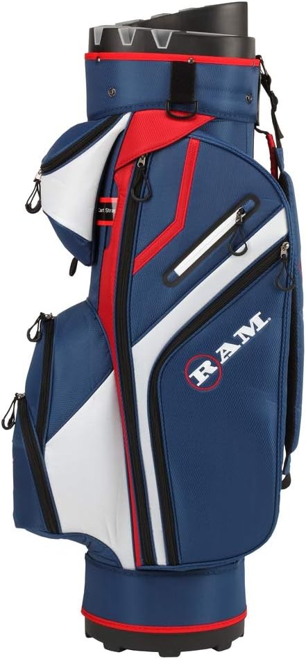 Ram Golf Premium Cart Bag with 14 Way Molded Organizer Divider Top - USA Flag -