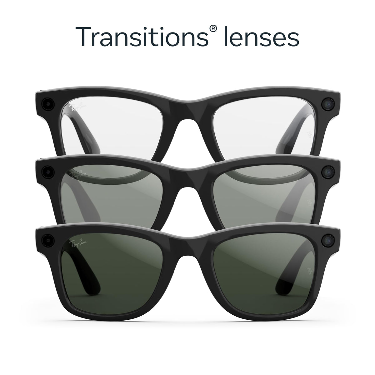 Ray - Ban | Meta Wayfarer Large (Gen 2) - Matte Black, Polarized Gradient Graphite lenses - Ray - Ban