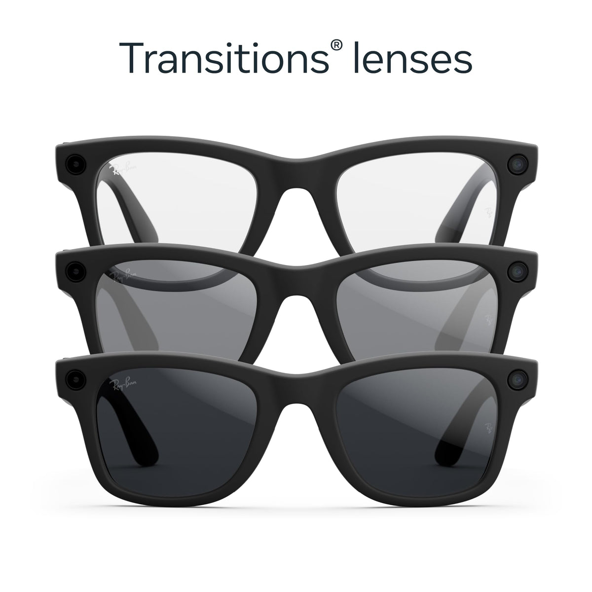 Ray - Ban | Meta Wayfarer Large (Gen 2) - Matte Black, Polarized Gradient Graphite lenses - Ray - Ban