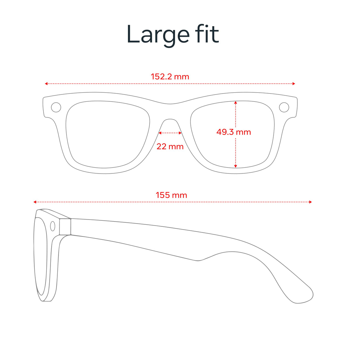 Ray - Ban | Meta Wayfarer Large (Gen 2) - Matte Black, Polarized Gradient Graphite lenses - Ray - Ban