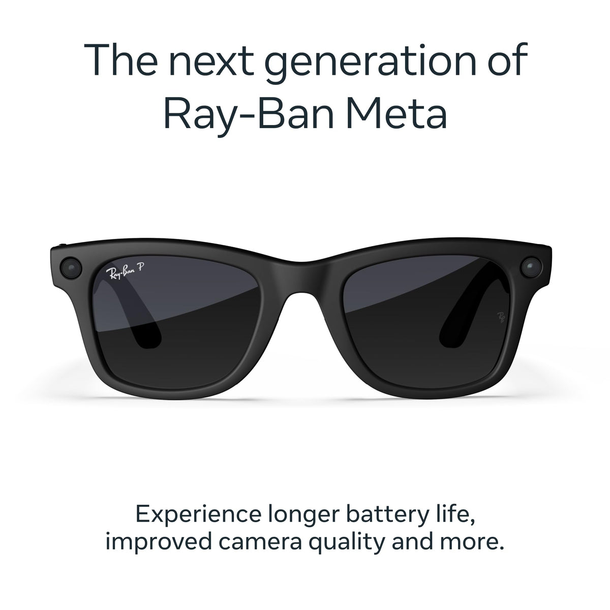 Ray - Ban | Meta Wayfarer Large (Gen 2) - Matte Black, Polarized Gradient Graphite lenses - Ray - Ban