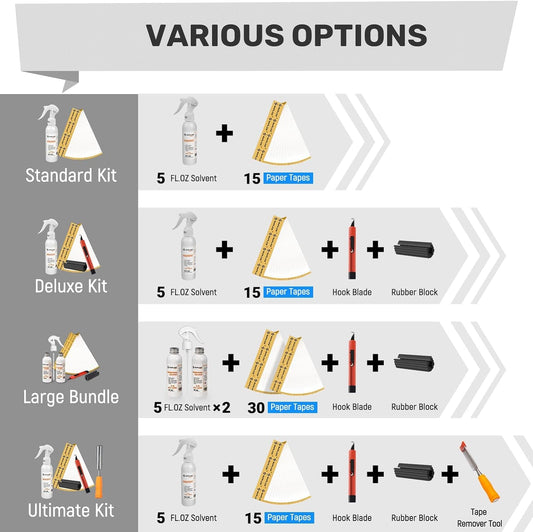 SAPLIZE Golf Grip Kit - Four Options Featuring Grip Tape Strips, Solvent, Tape Remover Tool, Hook Blade & Rubber Vise Clamp - the Ultimate Solution for Regripping Golf Clubs - B - Deluxe Kit -