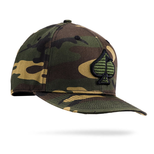 Snapback Spade Hat - Green Camo - Pins and Aces