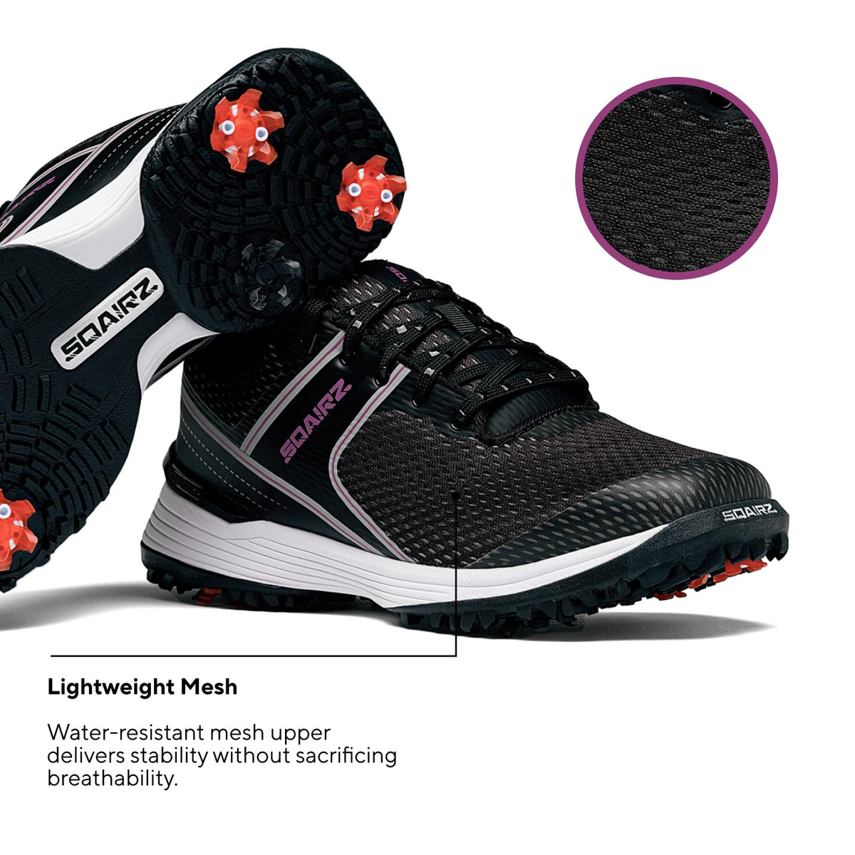 SQAIRZ Freedom Mesh Women's Athletic Golf Shoes - 9.5 - Black/Fuchsia