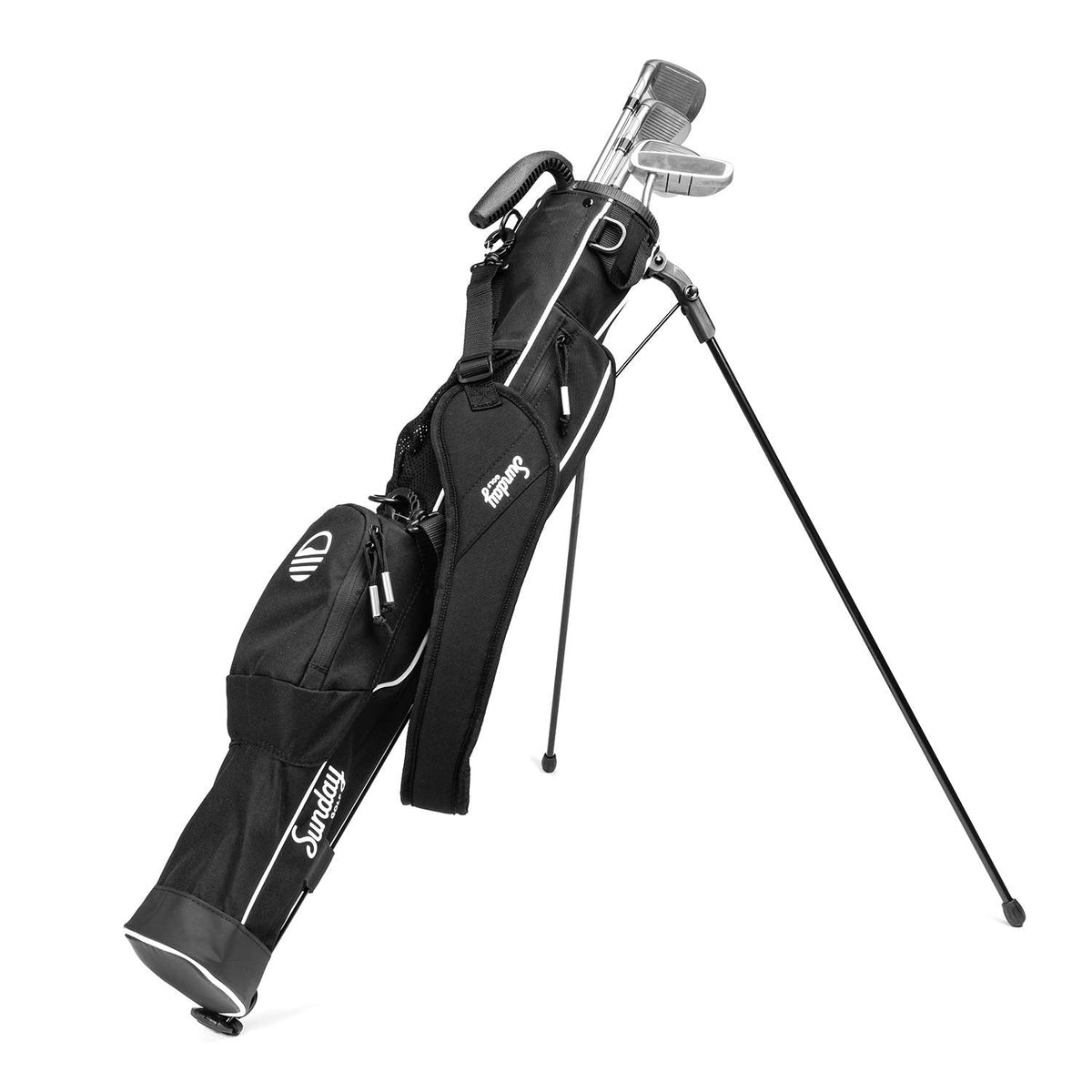 Sunday Golf - Lightweight Sunday Golf Bag with Strap and Stand - Black -