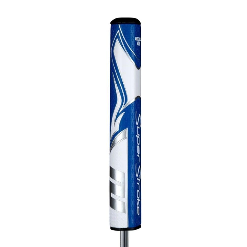 SuperStroke Zenergy Tour Golf Putter Grip with No Taper Enhanced SPYNE Technology, New Multi - Zone Texturing and Tech - Port, Multi Color - Blue/White - Tour 5.0