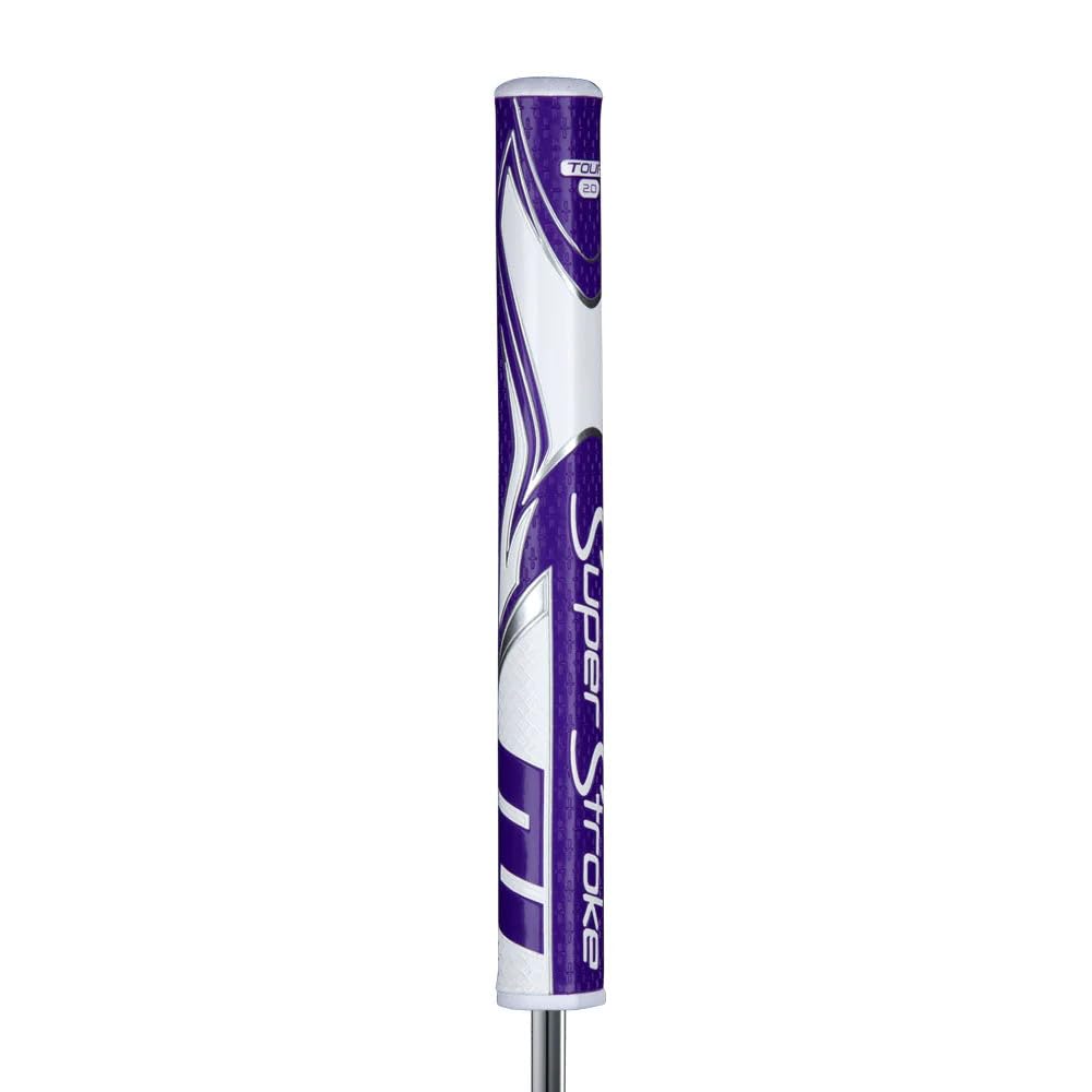 SuperStroke Zenergy Tour Golf Putter Grip with No Taper Enhanced SPYNE Technology, New Multi - Zone Texturing and Tech - Port, Multi Color - Purple/White - Tour 2.0