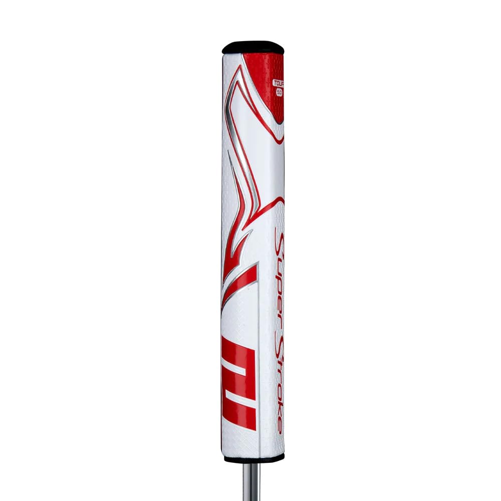 SuperStroke Zenergy Tour Golf Putter Grip with No Taper Enhanced SPYNE Technology, New Multi - Zone Texturing and Tech - Port, Multi Color - White/Red - Tour 3.0