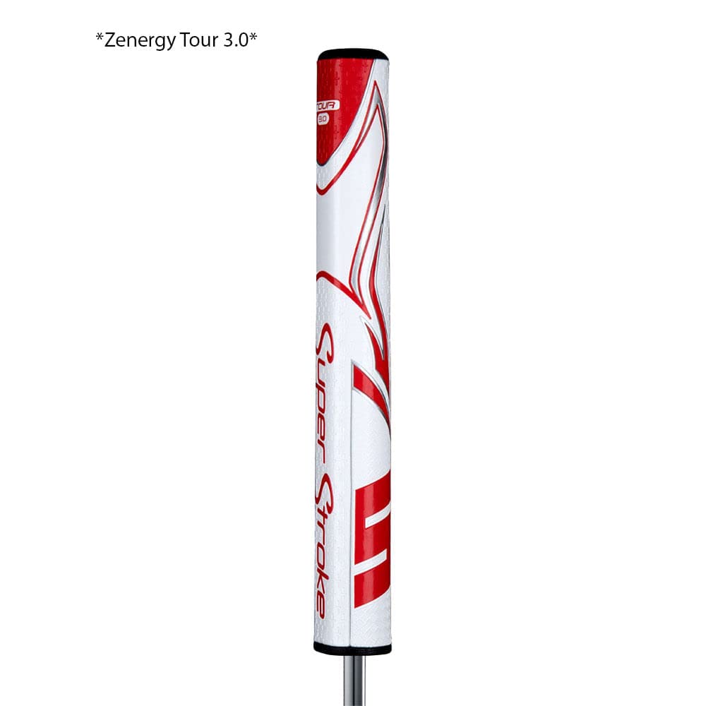 SuperStroke Zenergy Tour Golf Putter Grip with No Taper Enhanced SPYNE Technology, New Multi - Zone Texturing and Tech - Port, Multi Color - White/Red - Tour 3.0