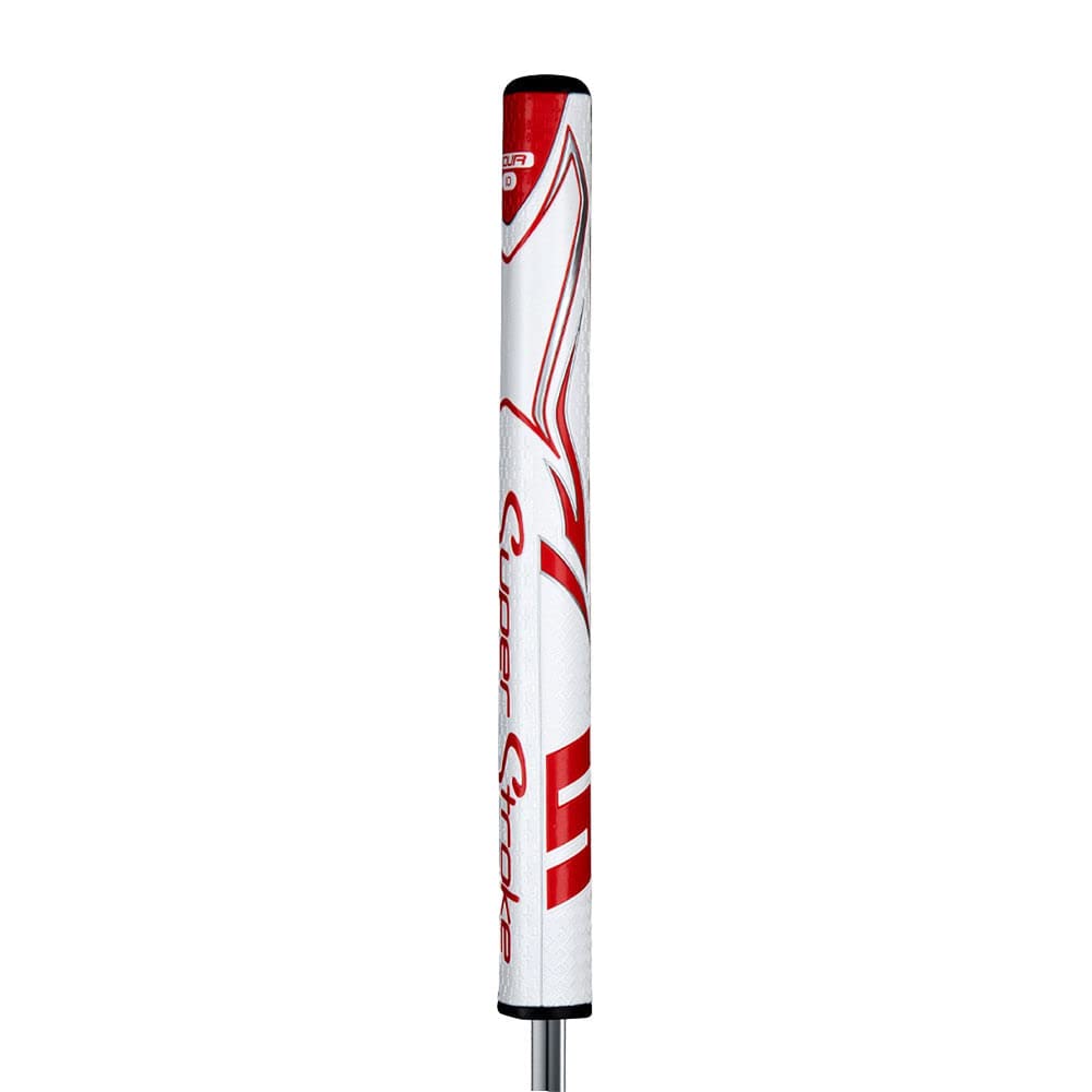 SuperStroke Zenergy Tour Golf Putter Grip with No Taper Enhanced SPYNE Technology, New Multi - Zone Texturing and Tech - Port, Multi Color - White/Red - Tour 5.0