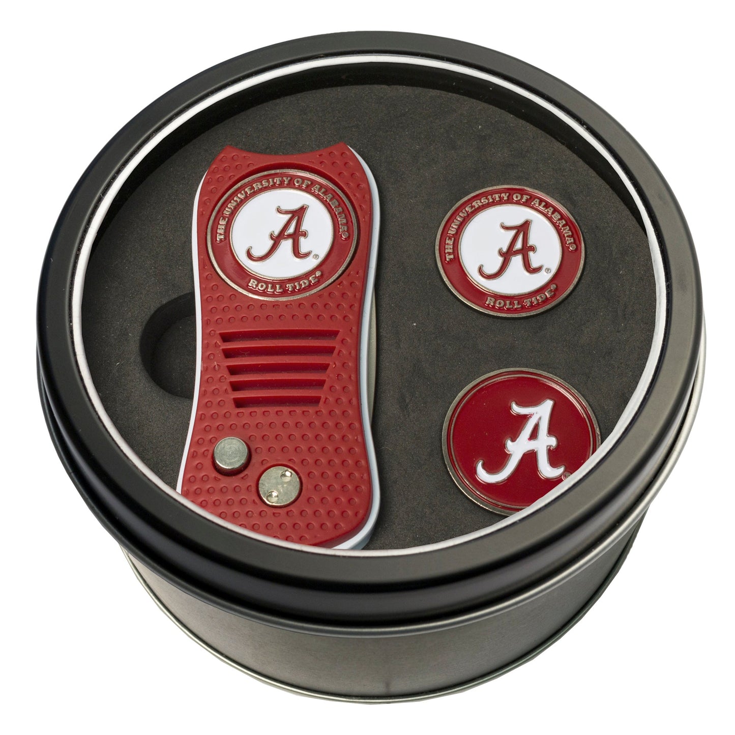 Team Golf Alabama Golf Gift Sets - Tin - Divot Tool & 2 Markers -