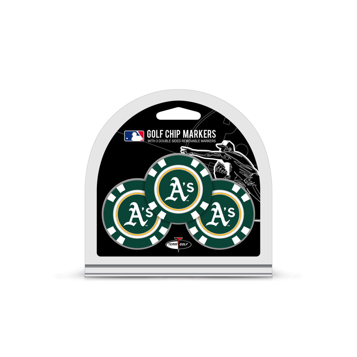 Team Golf A's Ball Markers - 3 Pack Golf Chip Markers -