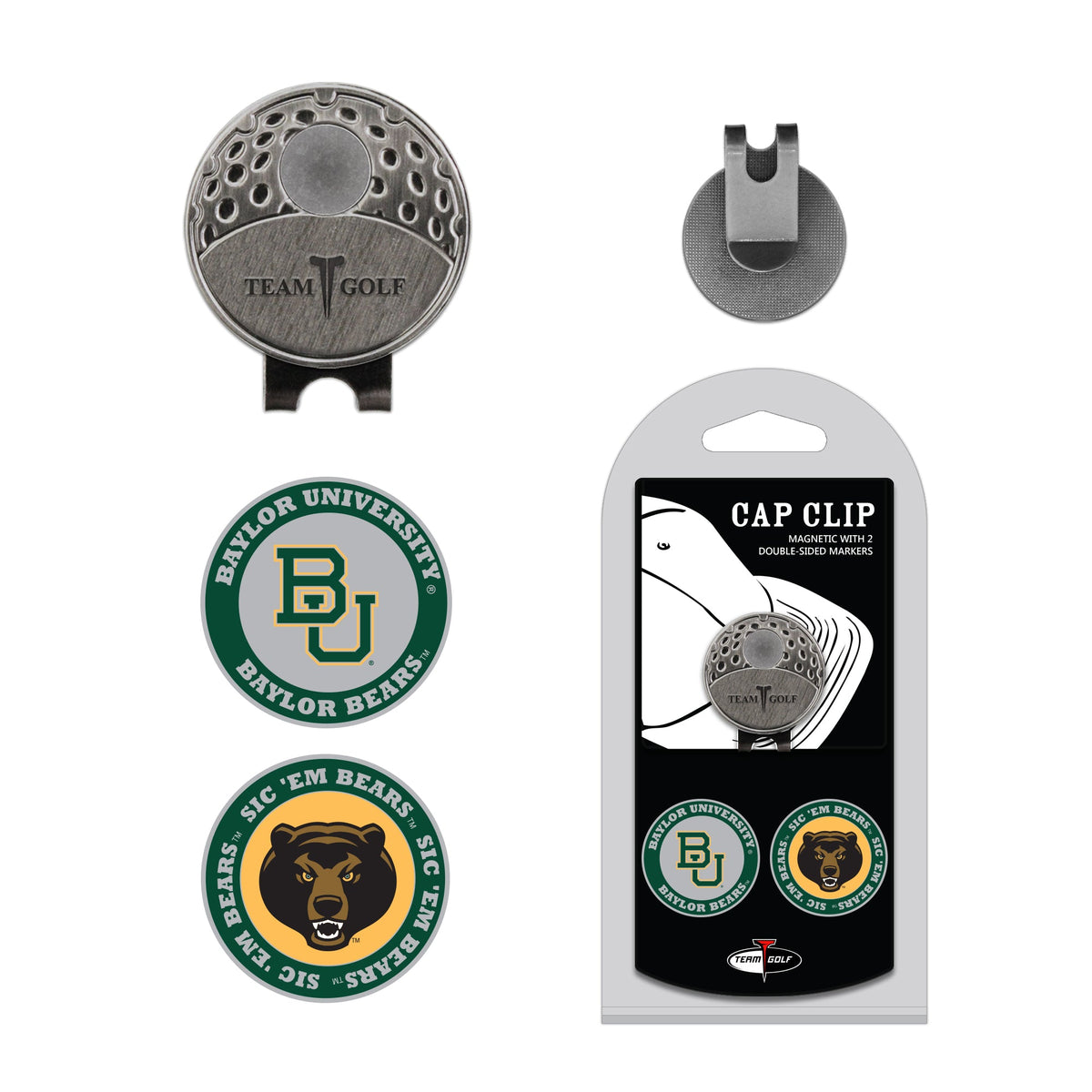 Team Golf Baylor Ball Markers - Hat Clip - 2 markers -