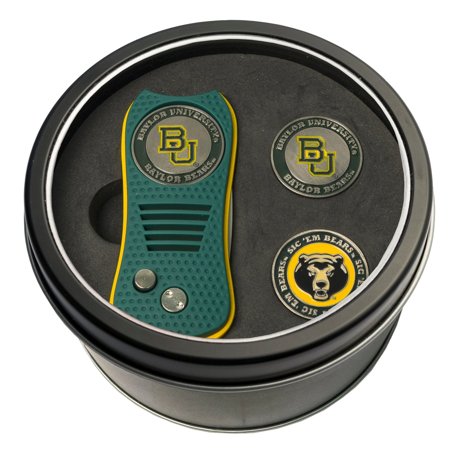 Team Golf Baylor Golf Gift Sets - Tin - Divot Tool & 2 Markers -
