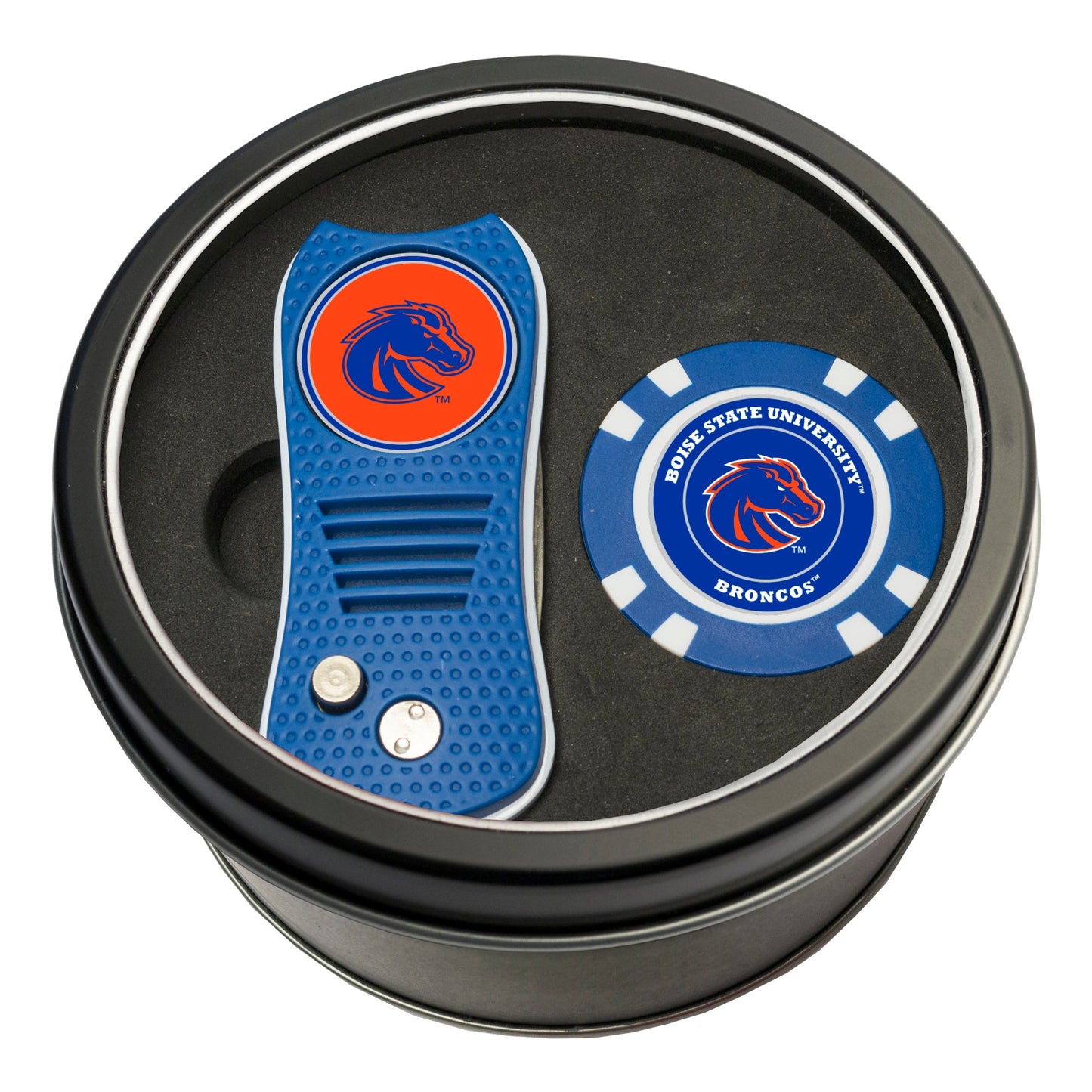 Team Golf Boise St Golf Gift Sets - Tin - Divot Tool & Poker Chip -