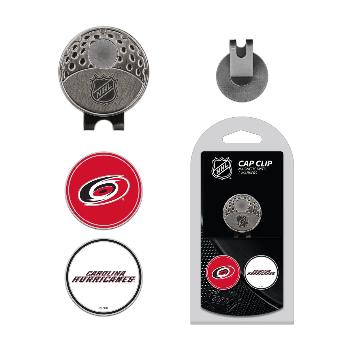 Team Golf CAR Hurricanes Ball Markers - Hat Clip w 2 Ball Markers -