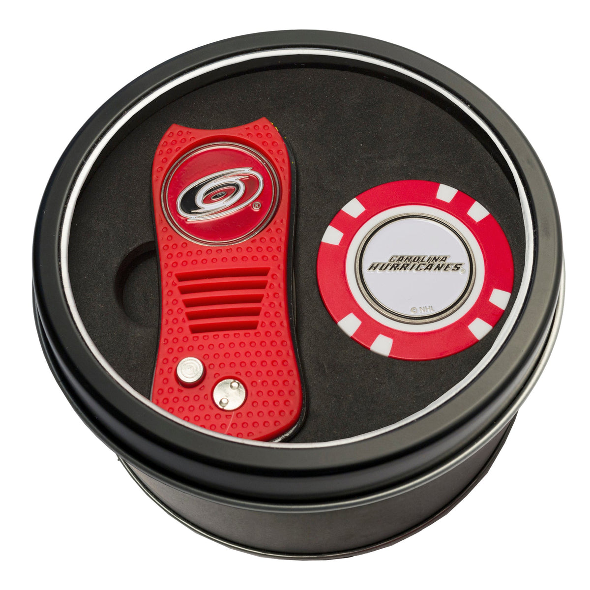 Team Golf CAR Hurricanes Golf Gift Sets - Tin - Divot Tool & Poker Chip -