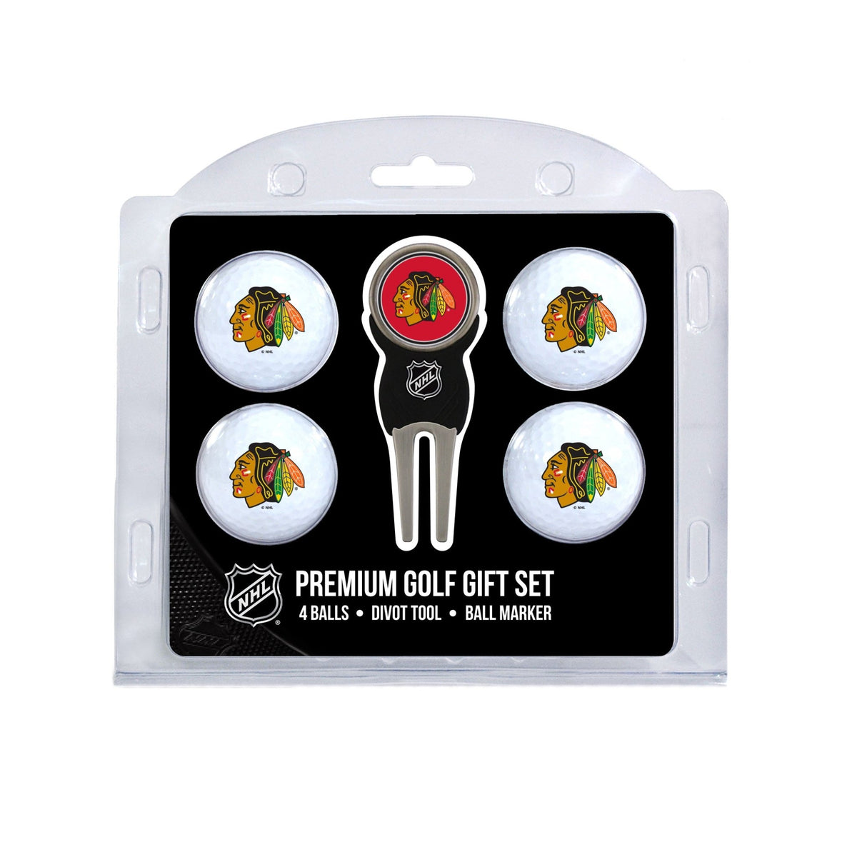 Team Golf CHI Blackhawks Golf Gift Sets - 4 Ball Gift Set -