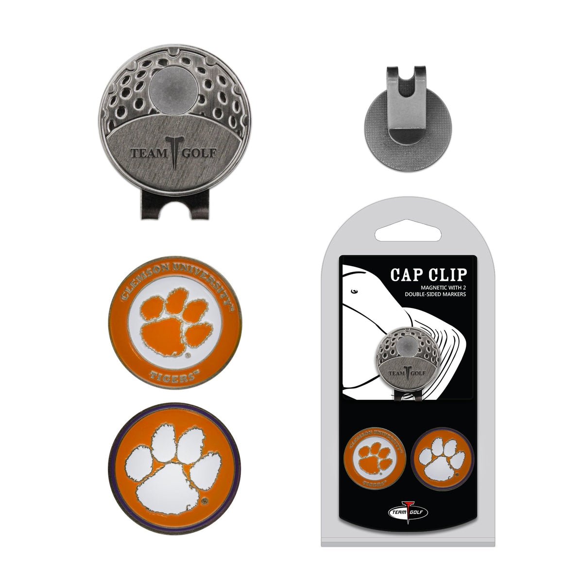 Team Golf Clemson Ball Markers - Hat Clip - 2 markers -