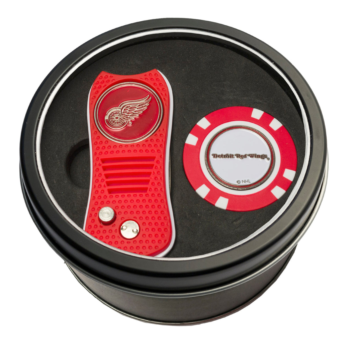 Team Golf DET Red Wings Golf Gift Sets - Tin - Divot Tool & Poker Chip -
