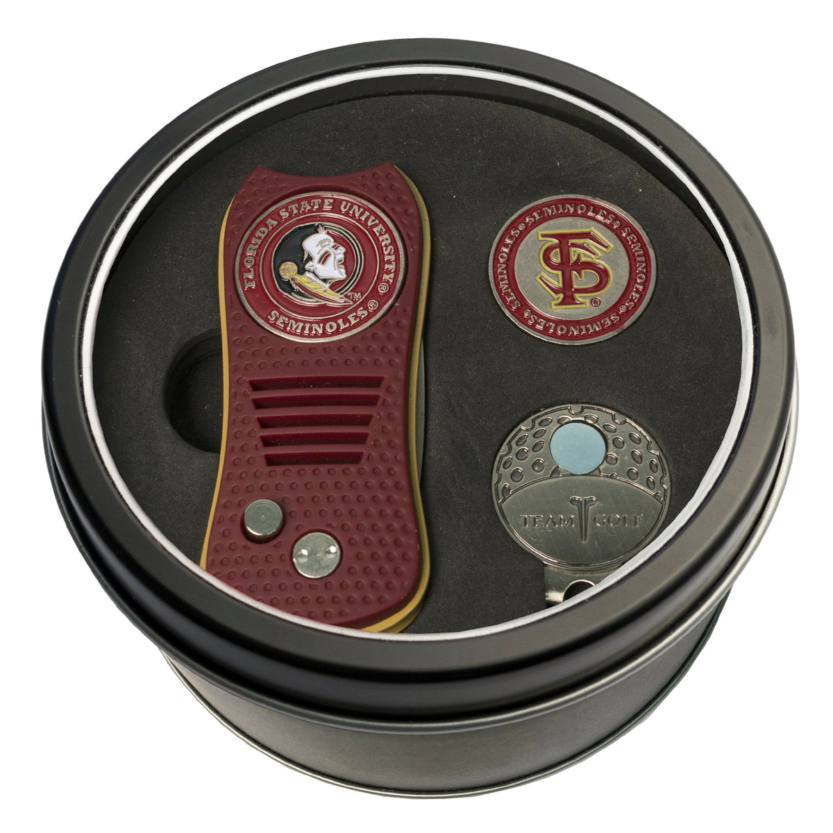 Team Golf Florida St Golf Gift Sets - Tin - Divot Tool & Hat Clip -