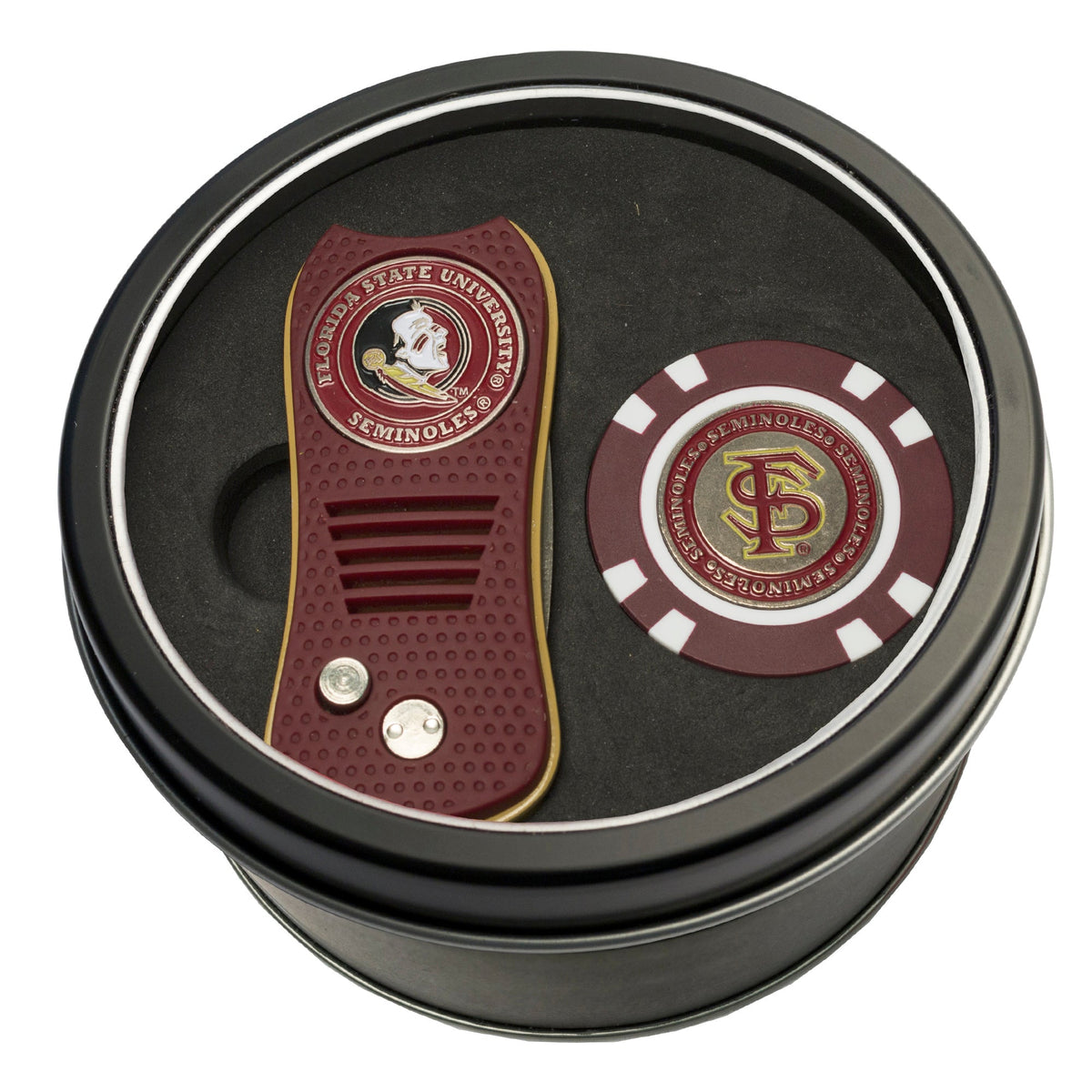 Team Golf Florida St Golf Gift Sets - Tin - Divot Tool & Poker Chip -