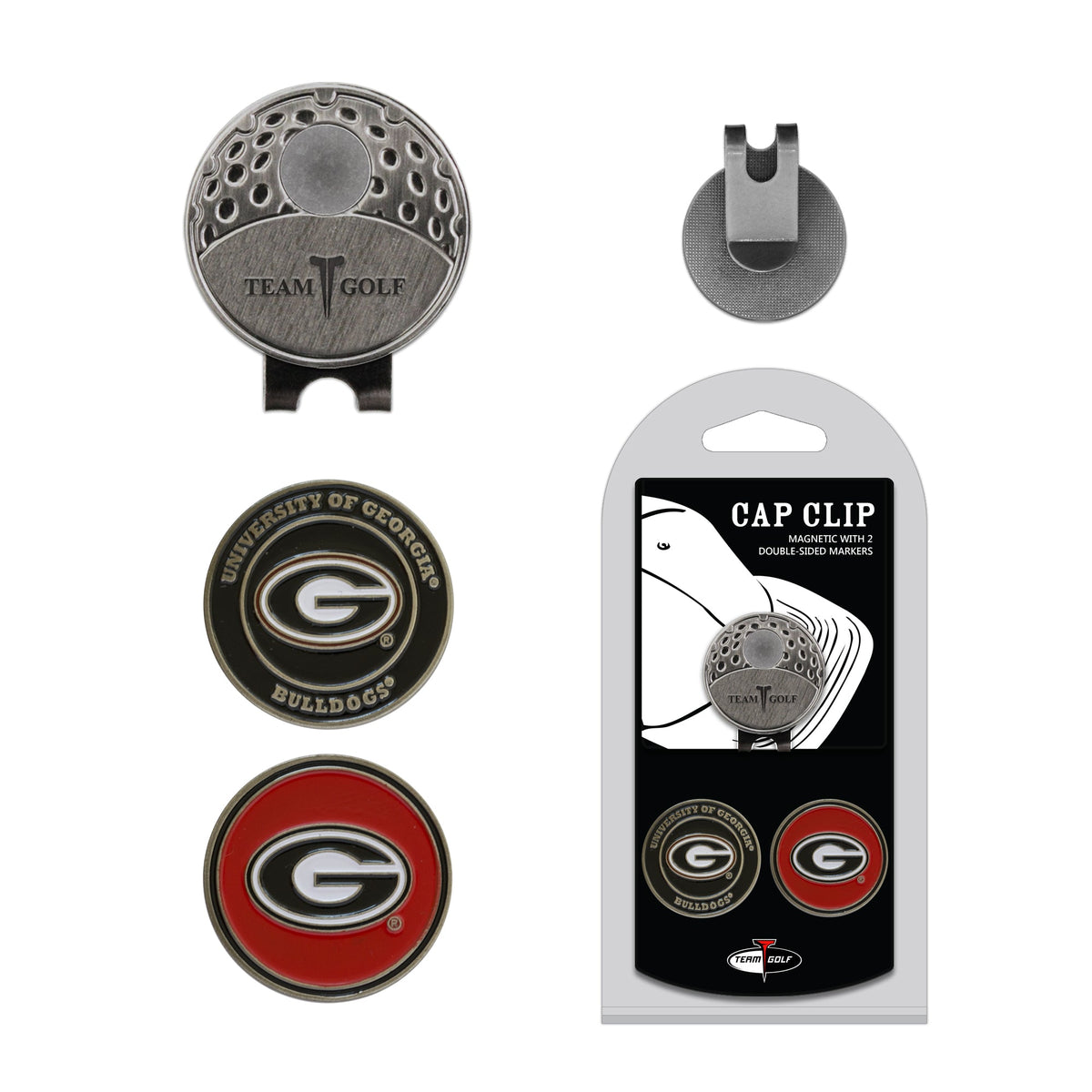 Team Golf Georgia Ball Markers - Hat Clip - 2 markers -