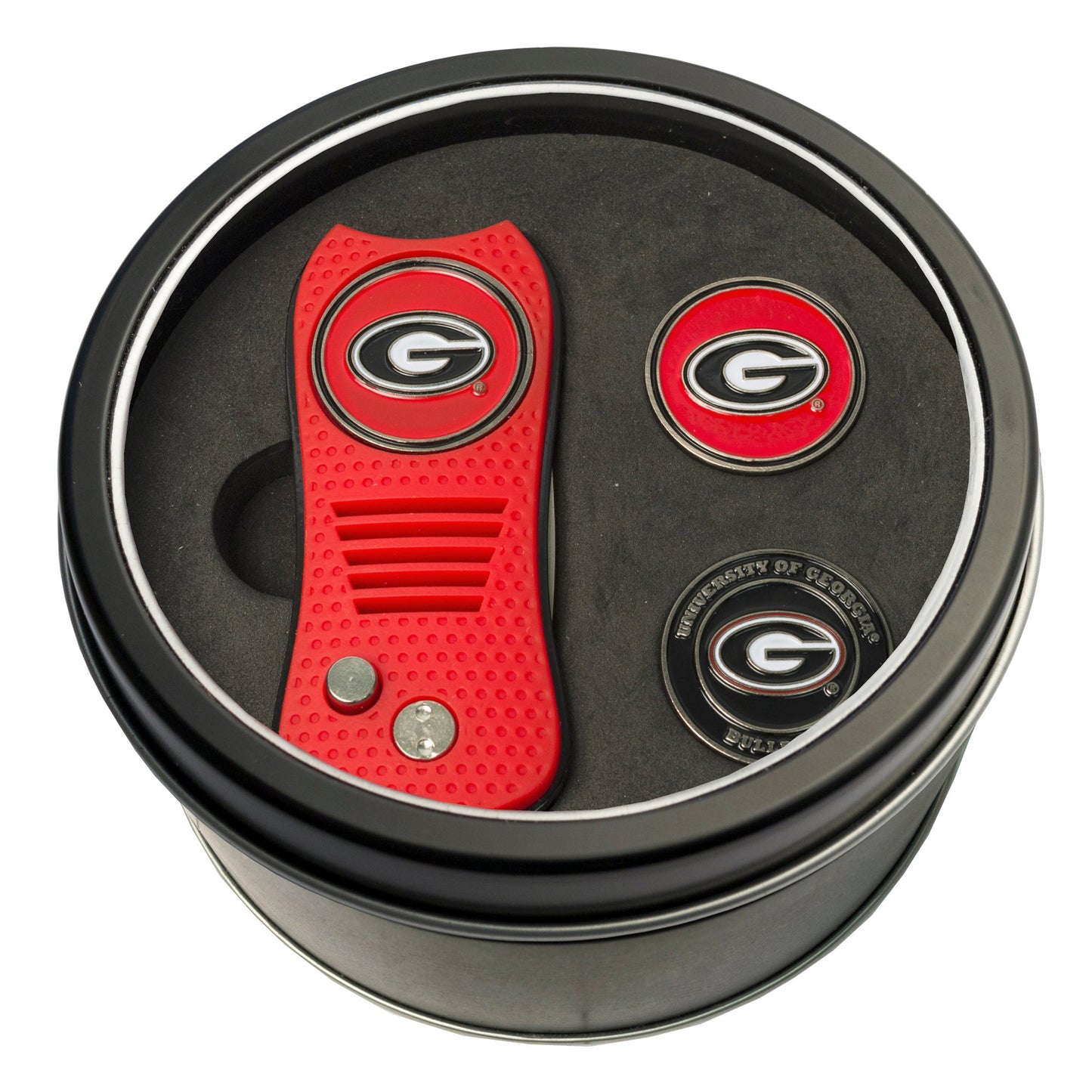Team Golf Georgia Golf Gift Sets - Tin - Divot Tool & 2 Markers -