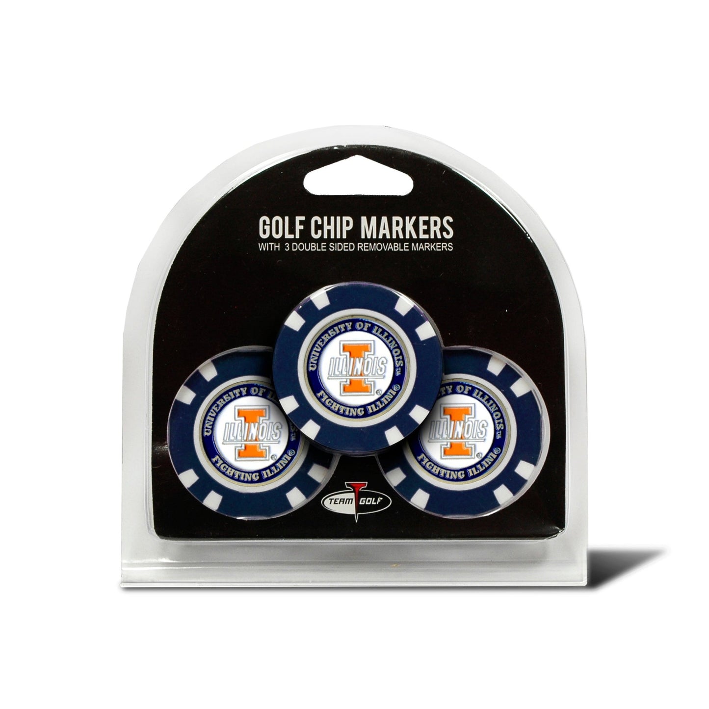 Team Golf Illinois Ball Markers - 3 Pack Golf Chip Markers -