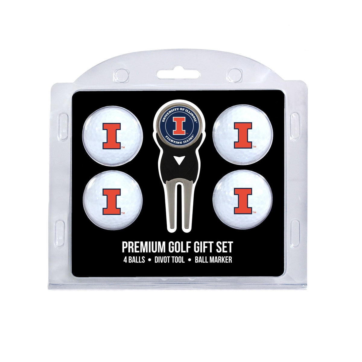 Team Golf Illinois Golf Gift Sets - 4 Ball Gift Set -