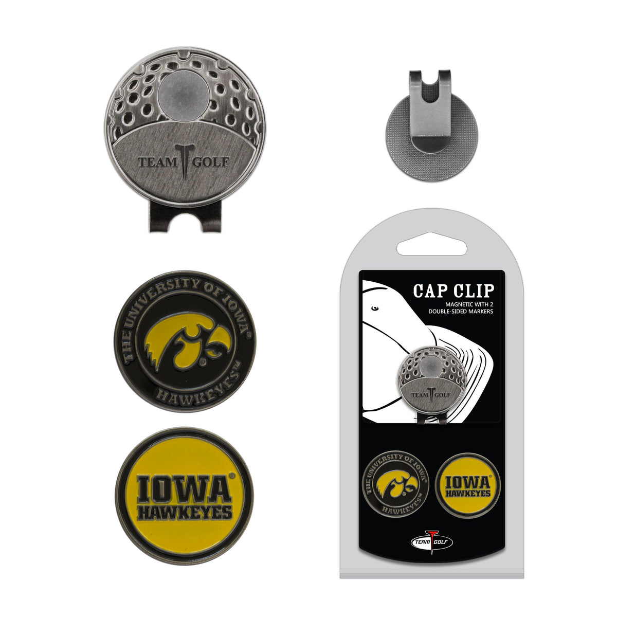 Team Golf Iowa Ball Markers - Hat Clip - 2 markers -