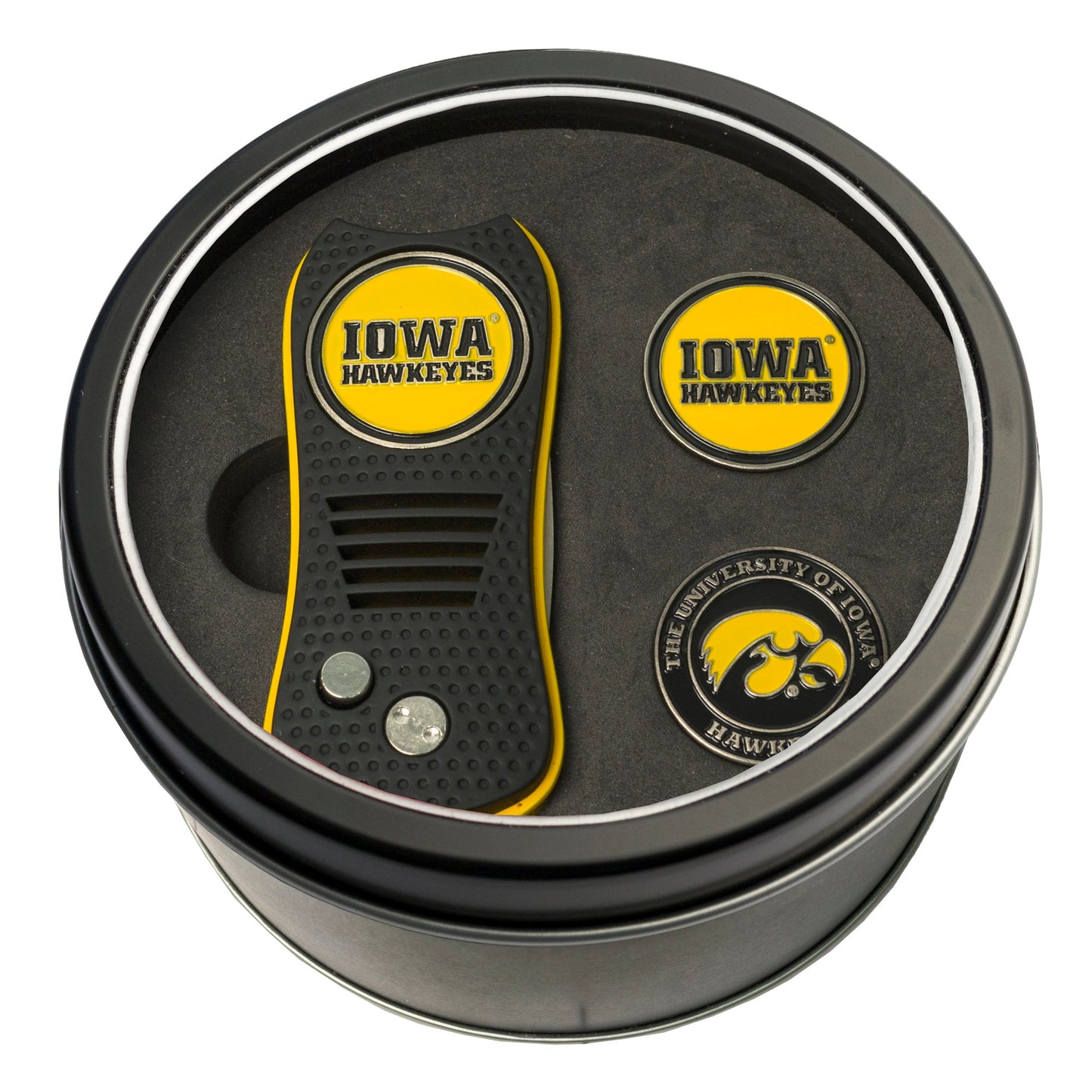 Team Golf Iowa Golf Gift Sets - Tin - Divot Tool & 2 Markers -
