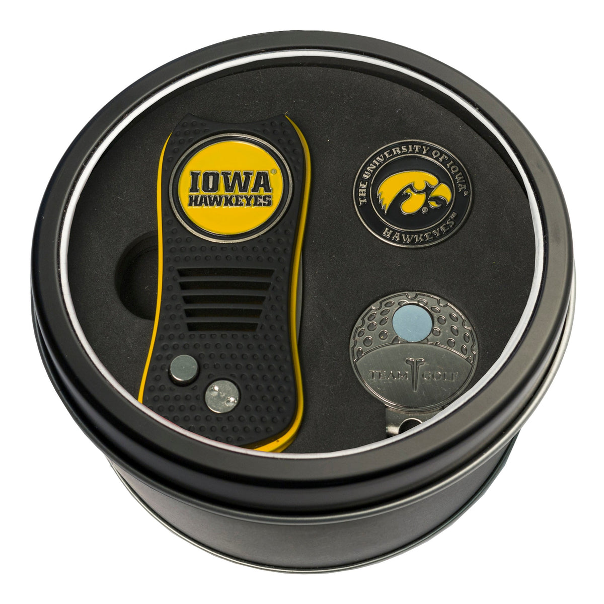 Team Golf Iowa Golf Gift Sets - Tin - Divot Tool & Hat Clip -