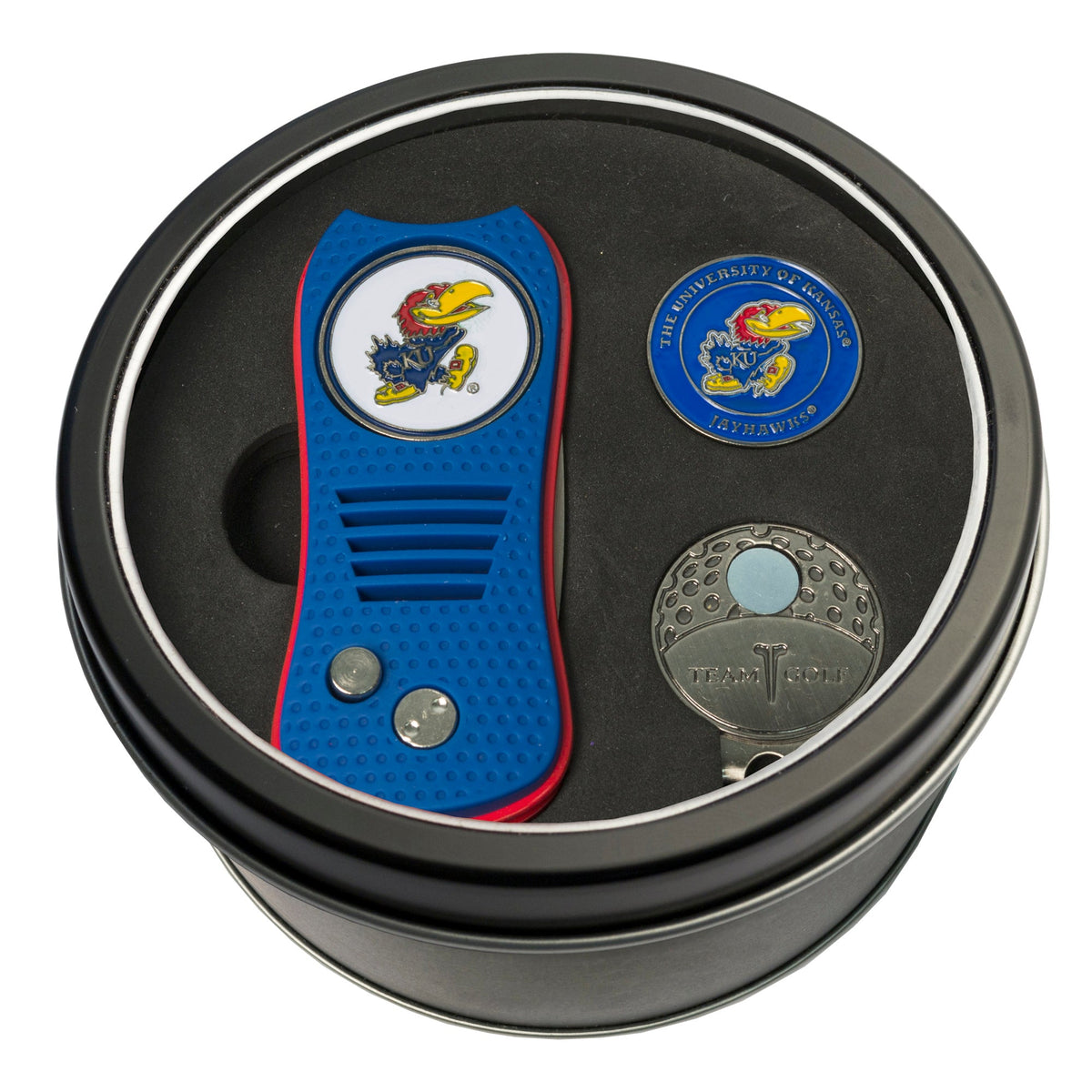 Team Golf Kansas Golf Gift Sets - Tin - Divot Tool & Hat Clip -