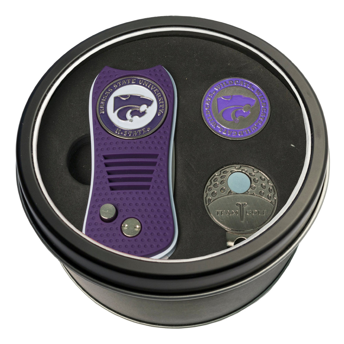 Team Golf Kansas St Golf Gift Sets - Tin - Divot Tool & Hat Clip -