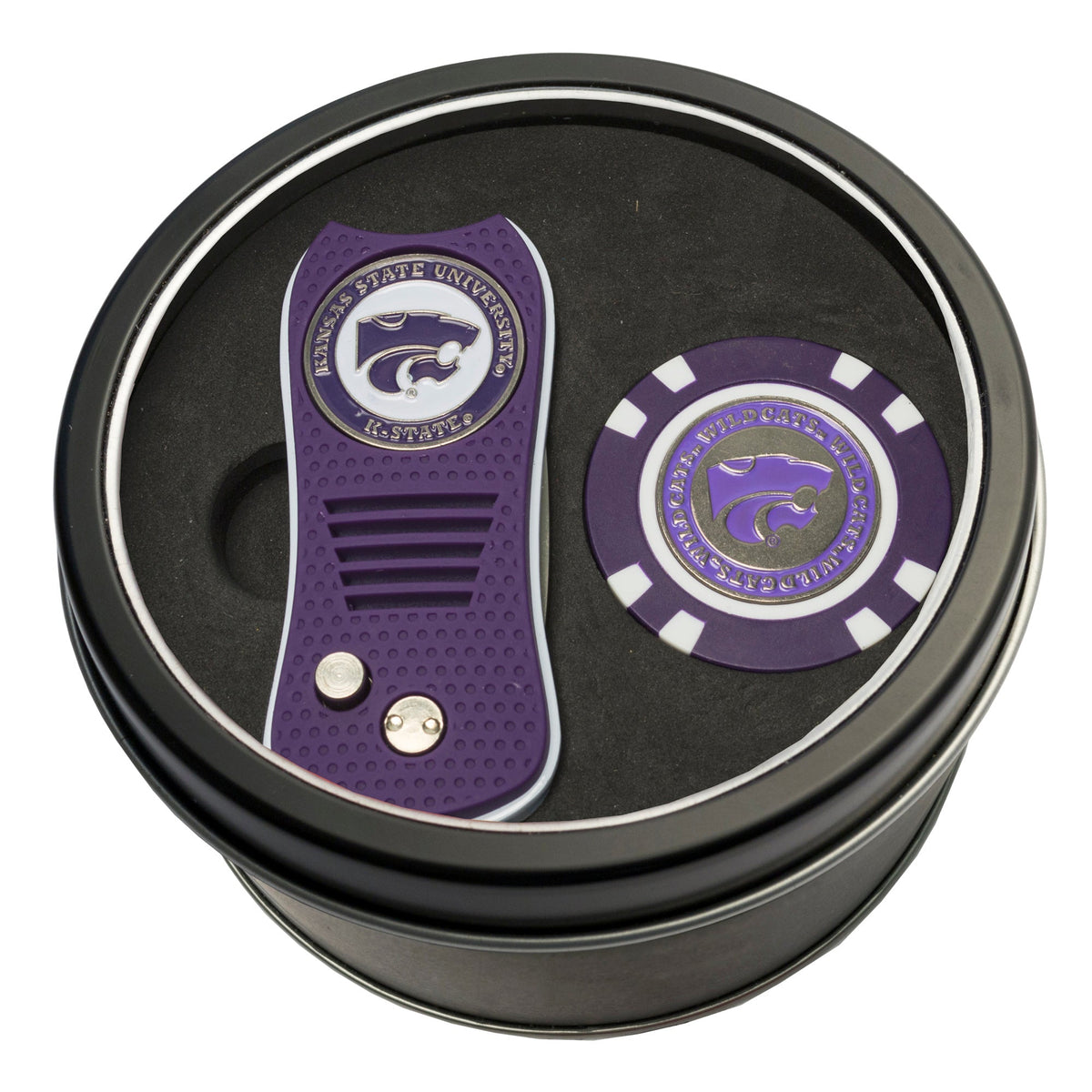 Team Golf Kansas St Golf Gift Sets - Tin - Divot Tool & Poker Chip -