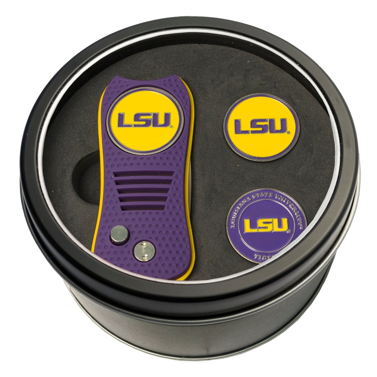 Team Golf LSU Golf Gift Sets - Tin - Divot Tool & 2 Markers -