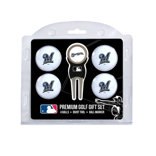 Team Golf Milwaukee Brewers Golf Gift Sets - 4 Ball Gift Set -