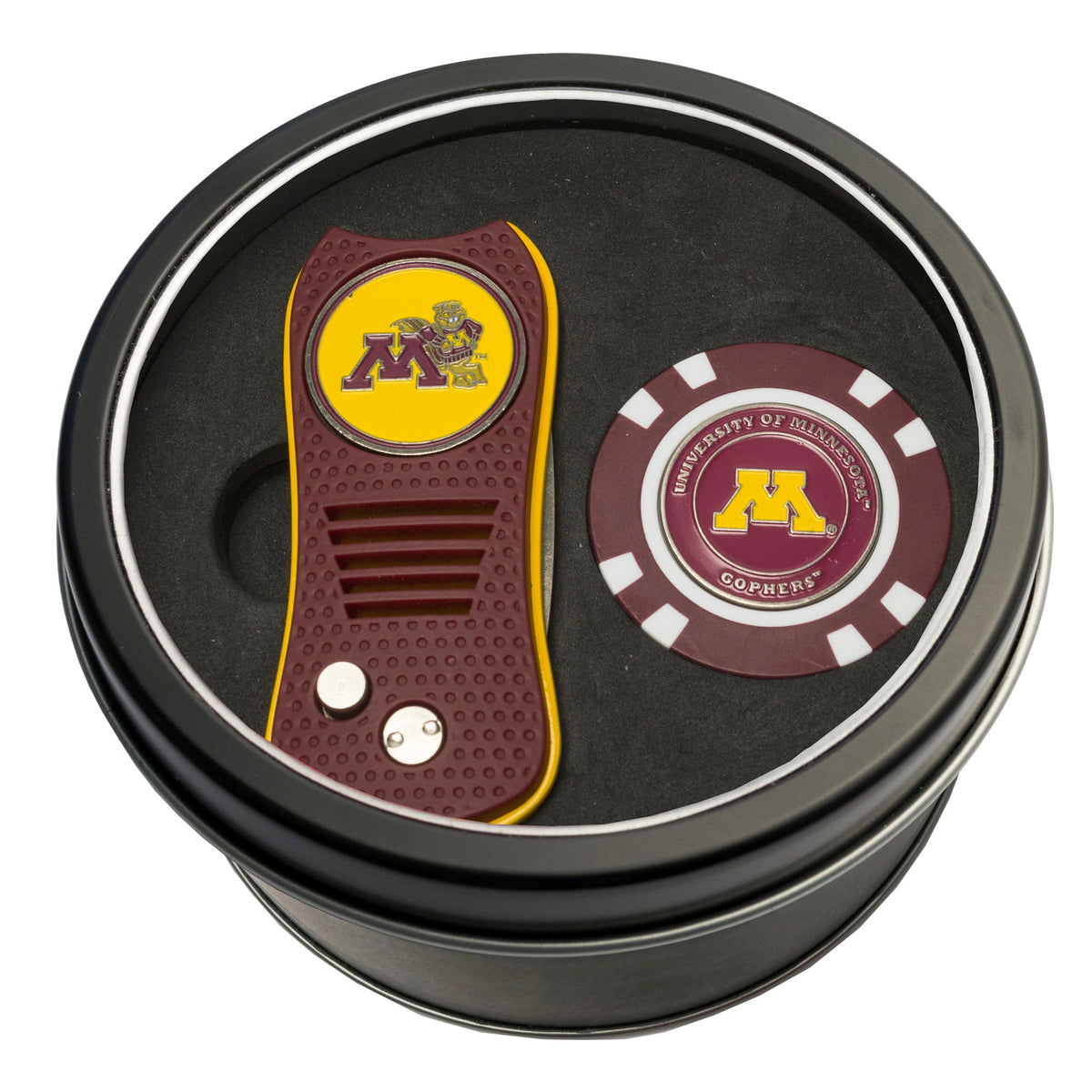 Team Golf Minnesota Golf Gift Sets - Tin - Divot Tool & Poker Chip -