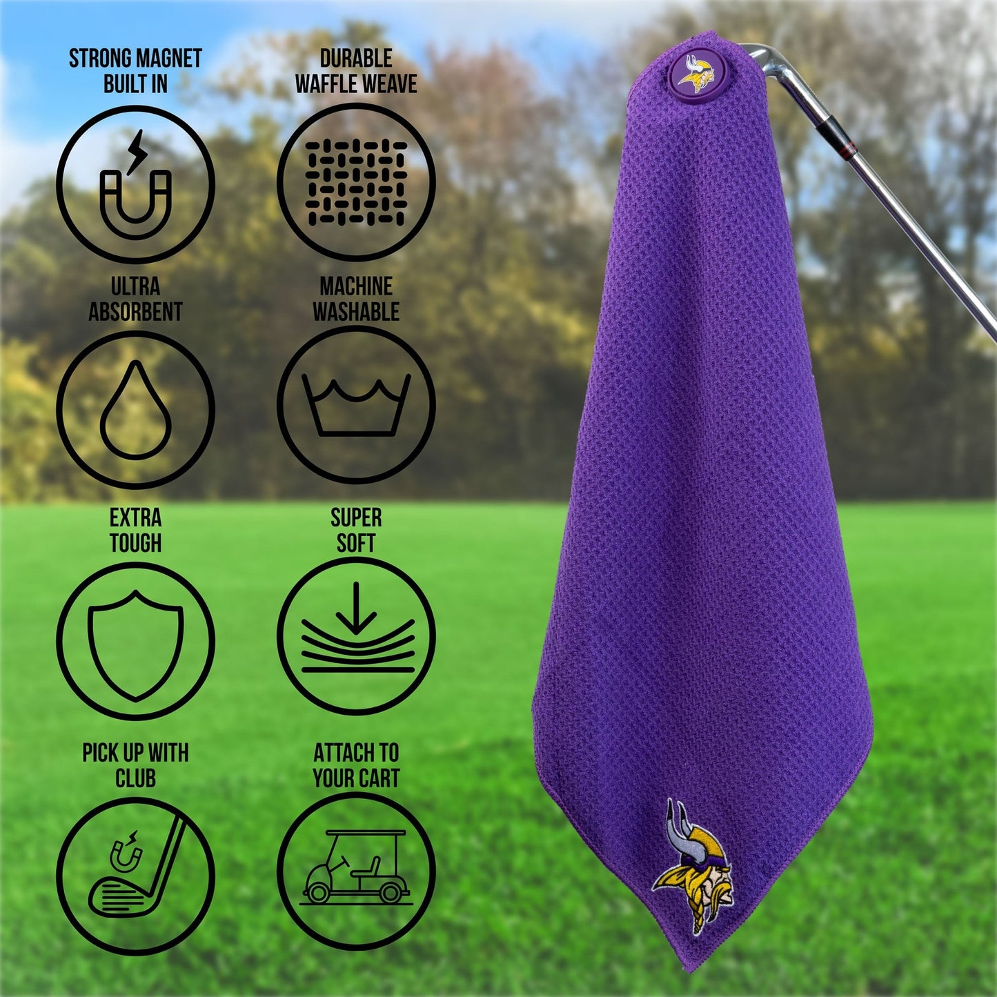 Team Golf Minnesota Vikings Magnetic Golf Towel - Team Golf USA