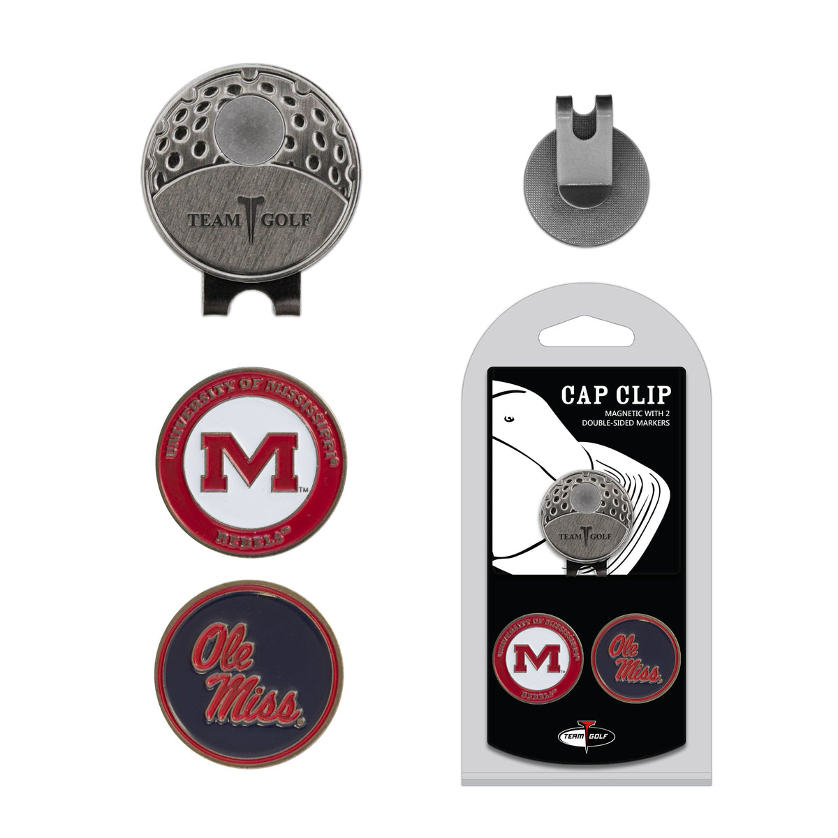 Team Golf Mississippi Ball Markers - Hat Clip - 2 markers -