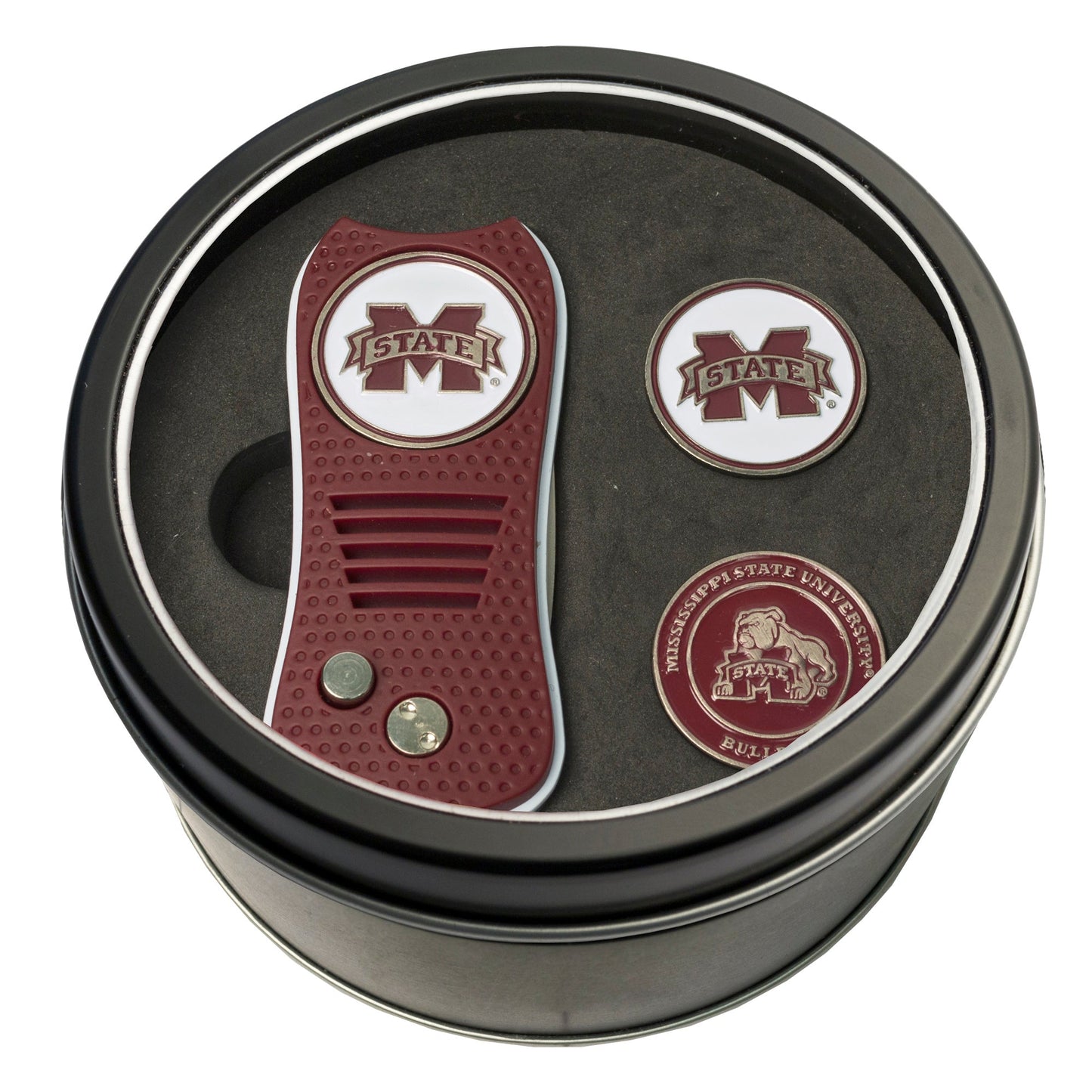 Team Golf Mississippi St Golf Gift Sets - Tin - Divot Tool & 2 Markers -