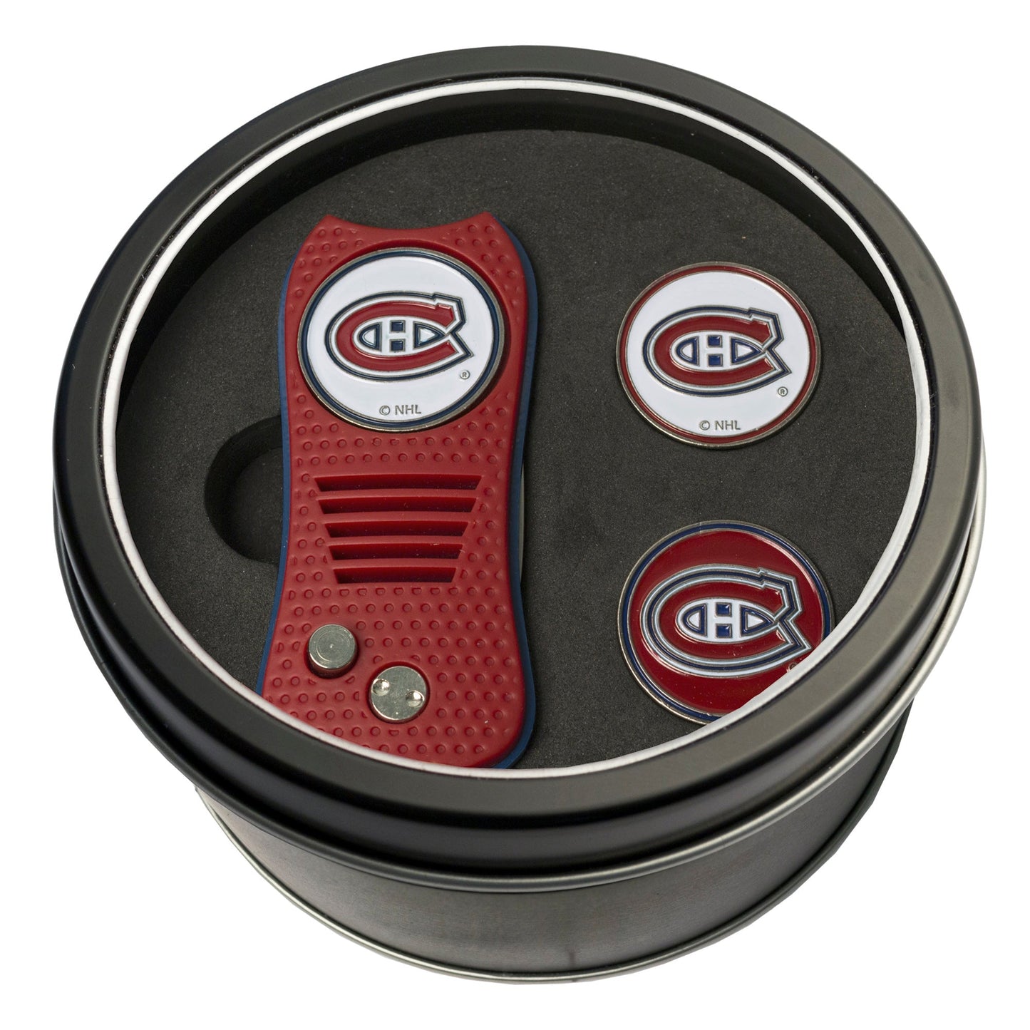Team Golf MTL Canadiens Golf Gift Sets - Tin - Divot Tool & 2 Markers -