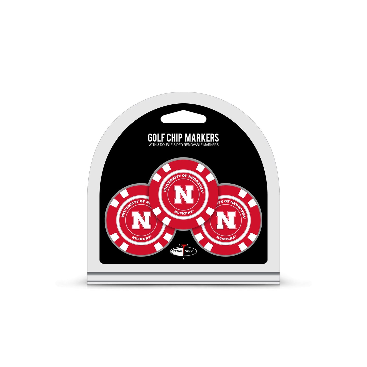 Team Golf Nebraska Ball Markers - 3 Pack Golf Chip Markers -