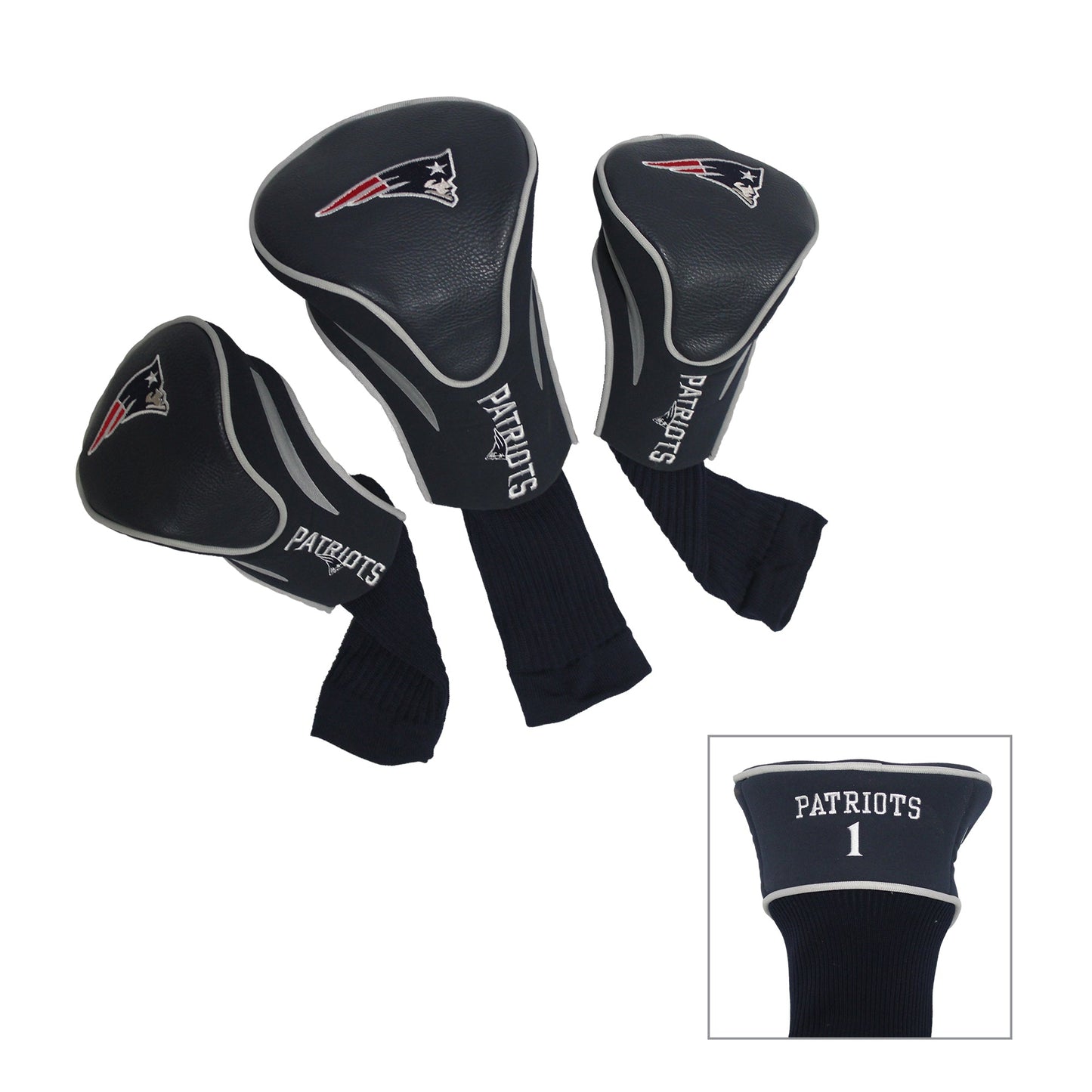 Team Golf New England Patriots DR/FW Headcovers - 3 Pack Contour - Embroidered