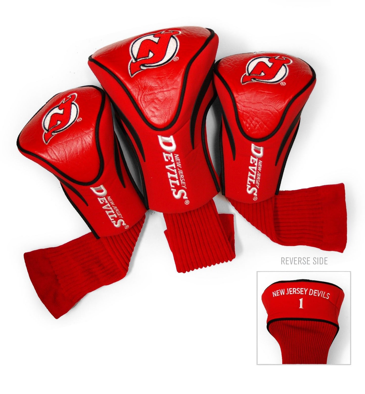 Team Golf NJ Devils DR/FW Headcovers - 3 Pack Contour - Embroidered