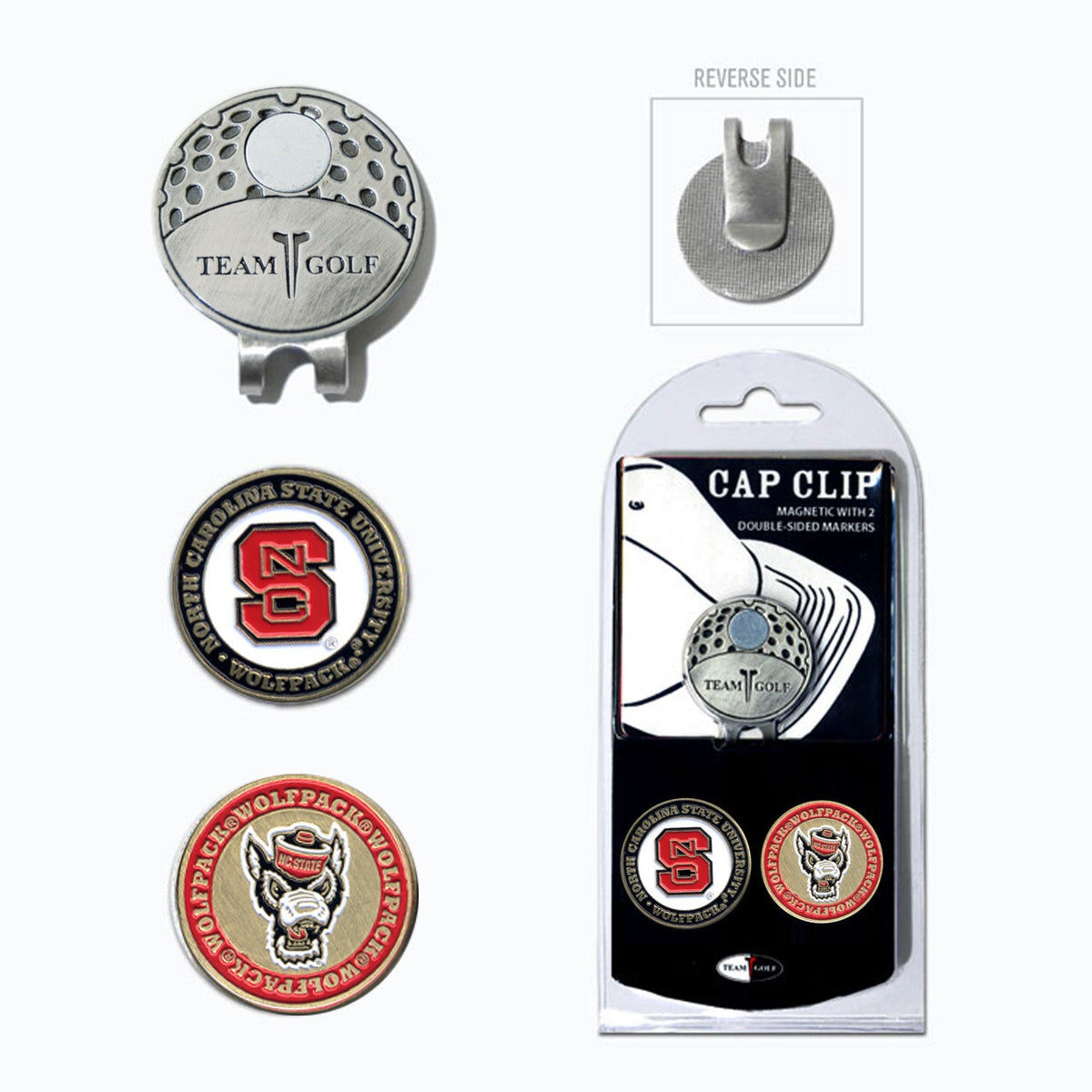 Team Golf North Carolina St Ball Markers - Hat Clip - 2 markers -